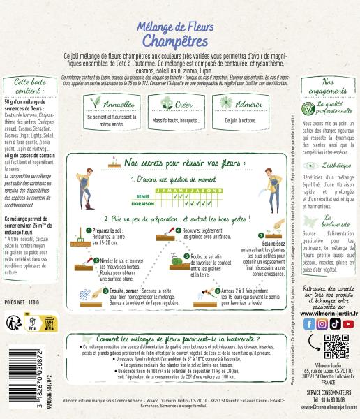 Mélanges de fleurs - Fleurs Champêtres - 25 m² - Mélange de fleurs - MEDIA_PACKAGING_VERSO